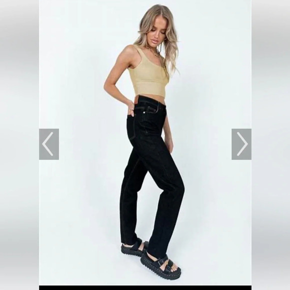 Princess Polly Jeans Women’s US 8 THE BREANNE 70S HIGH RISE JEAN BLACK NWT - Picture 3 of 10